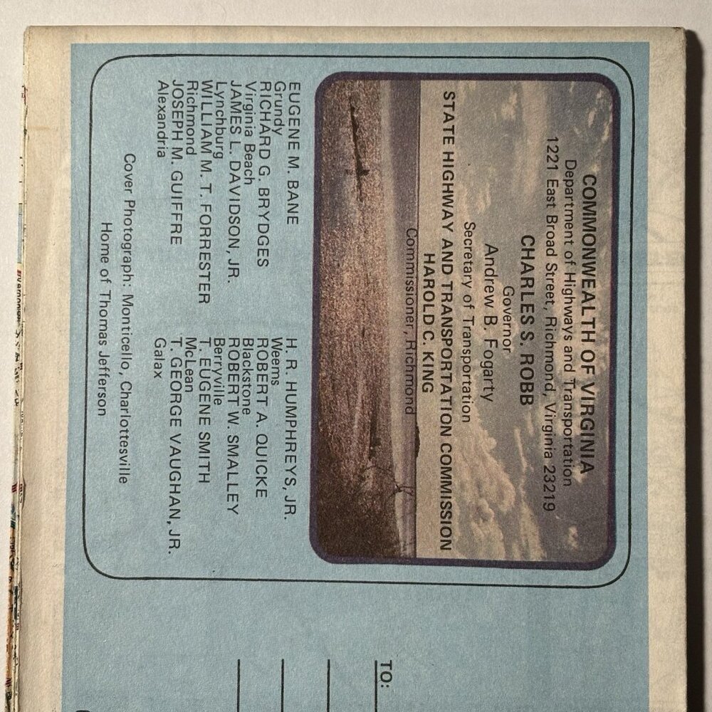 Vintage Virginia State US Travel Tourism Road Map 1984 1985 Souvenir Monticello - Picture 6 of 16